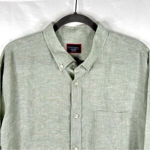 UNTUCKit Linen Button Down Shirt Mens XXL Green Long Sleeve Pocket
